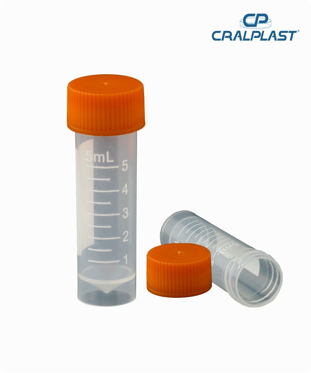 Tubo para congelamento 16mm x 58mm rosca externa graduado 5mL estéril